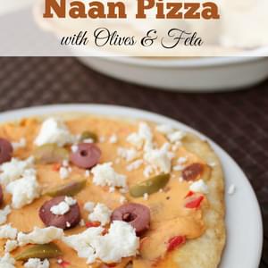 Naan Pizza with Olives & Feta