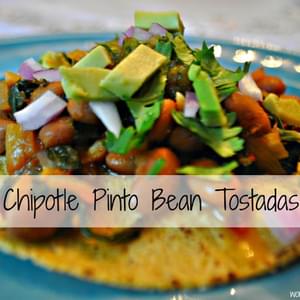 Chipotle Pinto Bean Tostadas with Roasted Pepper Salsa