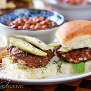 Andouille Blue Cheese Slider Burgers