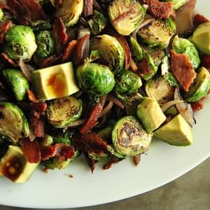 Brussels Sprouts with Bacon, Red Onion and Avocado