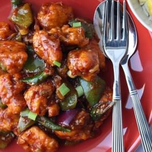 Indian Chilli Chicken – Batter fried chicken coated in a garlic, soy & chilli gravy