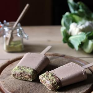 Cauliflower and Chocolate Ice Lollies with Pistachio Dust