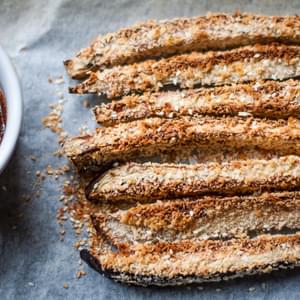 Baked Aubergine Fries With Miso Dip