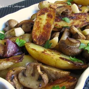 Roasted Fingerling Potatoes, Mushrooms, Red Onions and Garlic