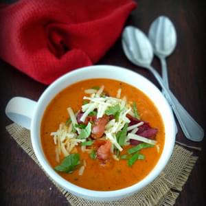 Tomato Basil Soup with Asiago & Bacon