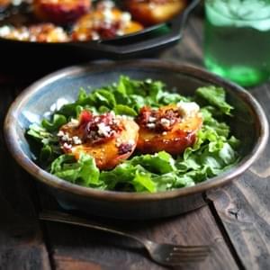 Cast Iron Roasted Peaches with Bacon, Bleu Cheese & Rosemary