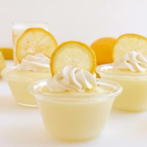 Lemon Pudding with Candied Lemon Slices