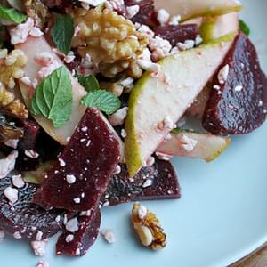 Pear and Beet Salad With Walnuts and Goat Cheese