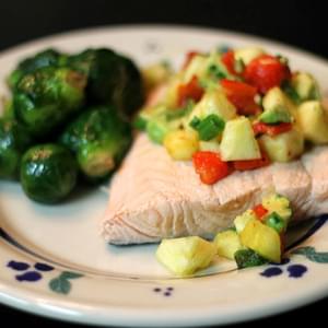 Poached Salmon with Pineapple Salsa