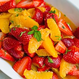 Strawberry and Orange Salad with Citrus Syrup and Fresh Mint