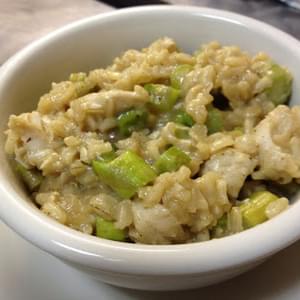 Clean Eating Brown Rice Risotto with Chicken and Asparagus