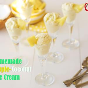 Homemade Pineapple Coconut Ice Cream {Dairy Free}