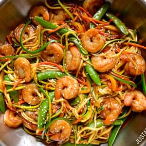 Asian Zucchini Noodle Stir-Fry with Shrimp