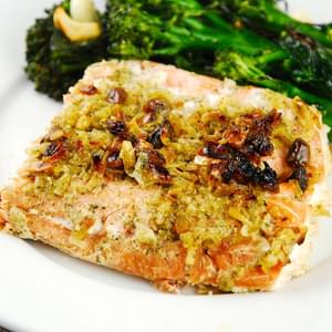 Onion and Pistachio Crusted Salmon
