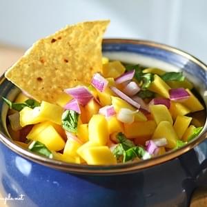 Easy Mango Salsa with Basil-A Healthy Game Day Salsa