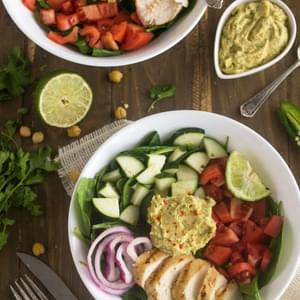 Copy Cat Panera Cilantro Lime Hummus Chicken Power Salad {GF, Low Fat, Low Calorie, Easy + High Protein}