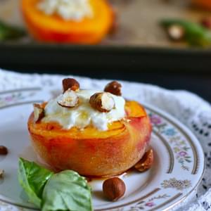 Roasted Peaches with Goat Cheese and Honey