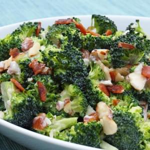 Creamy Broccoli Salad with Bacon, Cheddar & Almonds