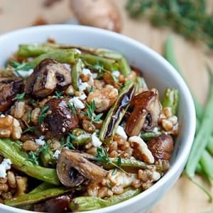 Roasted Mushroom and Green Bean Farro Salad
