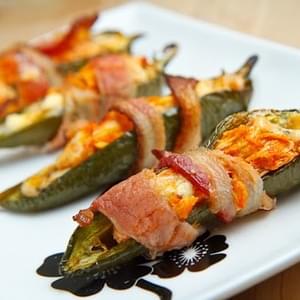 Bacon Wrapped Buffalo Chicken Jalapeno Poppers