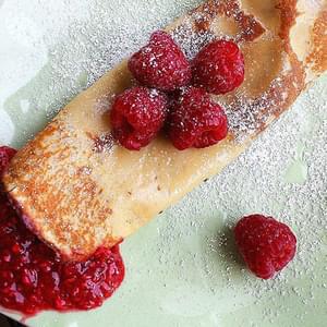 Vanilla Crêpes with Warm Raspberry Compote