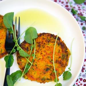 Vegetables galettes with millet and tarragon