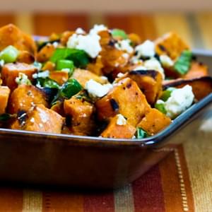 Grilled Sweet Potato Salad with Green Onion, Basil, Thyme, and Feta