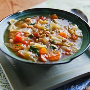 Simple Cabbage and Chickpea Soup with Fresh Basil