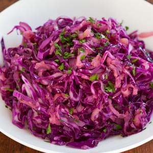 Warm Red Cabbage Slaw with Apple and Caraway Seed