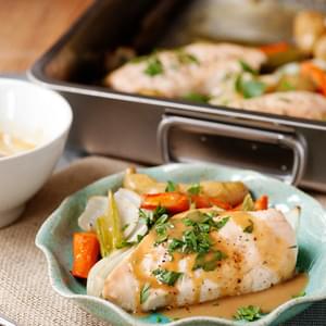 Roasted Chicken and Vegetables with Maple Mustard Sauce