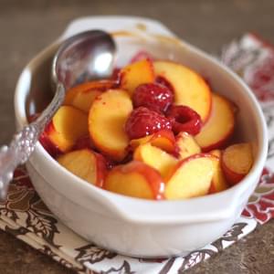 Baked Peaches and Raspberries with Lemon Curd