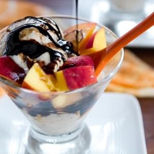 Peaches & “Cream” with Homemade Balsamic Reduction