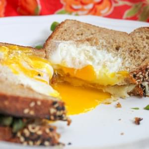 Egg in a Basket Grilled Cheese with Asparagus