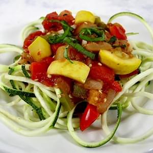 Zucchini Spirals with Fresh Vegetable Sauce