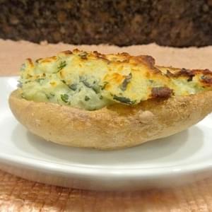 Baked Stuffed Potato with Whipped Cream Cheese and Spinach