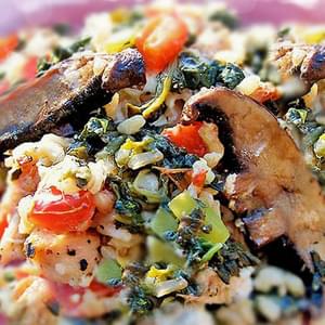 Mediterranean Chicken and Spinach Rice Bake