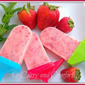 Strawberry Tropical Juice Yogurt Popsicles