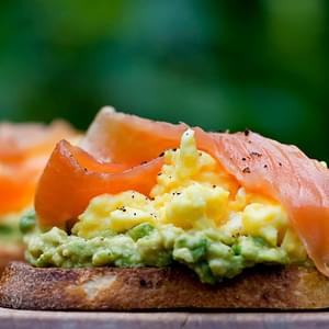 Open Face Sandwiches with Avocado, Egg and Smoked Salmon
