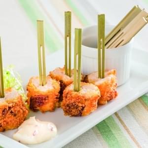 Mustard-And-Bacon-Crusted Chicken Bites With Bacon Aioli