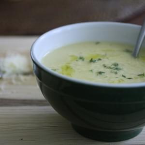 Cauliflower Soup with Sharp Cheddar and Thyme