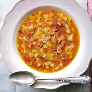 Pasta Soup with Potatoes, Pancetta and Leeks