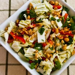 Napa Cabbage Salad with Red Bell Pepper, Cilantro, Peanuts, and Dijon-Ginger Dressing