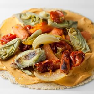 Roasted Veggie Wraps with Red Pepper Hummus