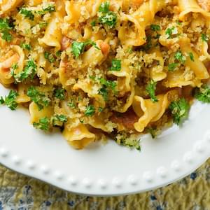 Pasta with Clams, Vodka Sauce and Crispy Breadcrumbs