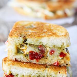 Brie, Pesto, and Sweet Pepper Grilled Cheese