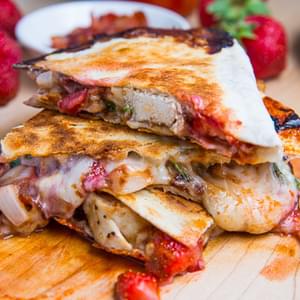 Strawberry Balsamic Grilled Chicken and Bacon Quesadillas