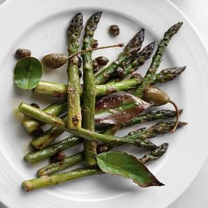 Roasted Asparagus with Bay Leaves and Capers