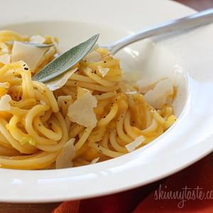 Spaghetti with Creamy Butternut Leek Parmesan Sauce