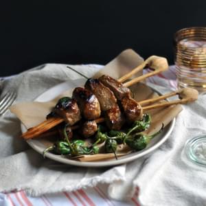 Miso-Marinated Beef and Charred Shishito Pepper Skewers