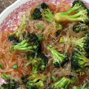 Glass Noodles with Sriracha Honey Roasted Broccoli